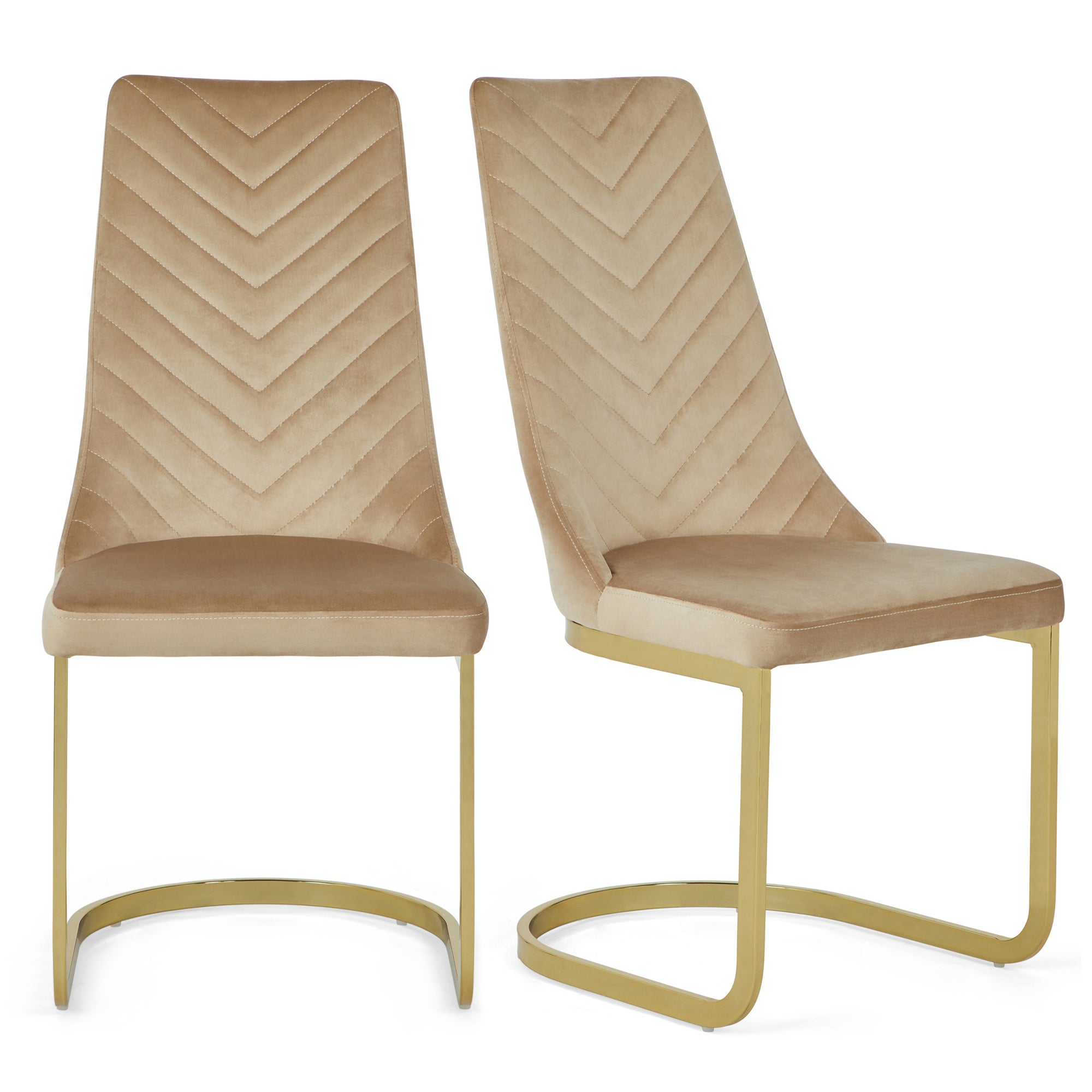 Nova Set of 2 Dining Chairs Mink Brushed Velvet Brown