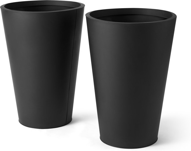 Razan Set of 2 Tall Galvanized Conical Planters, Black