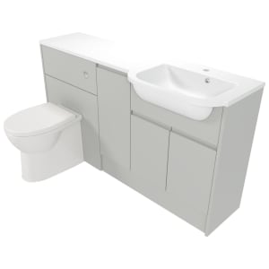 Deccado Clifton Whisper Grey Right Hand 1500mm Fitted Vanity & Toilet Pan Unit Combination with Right Hand Basin