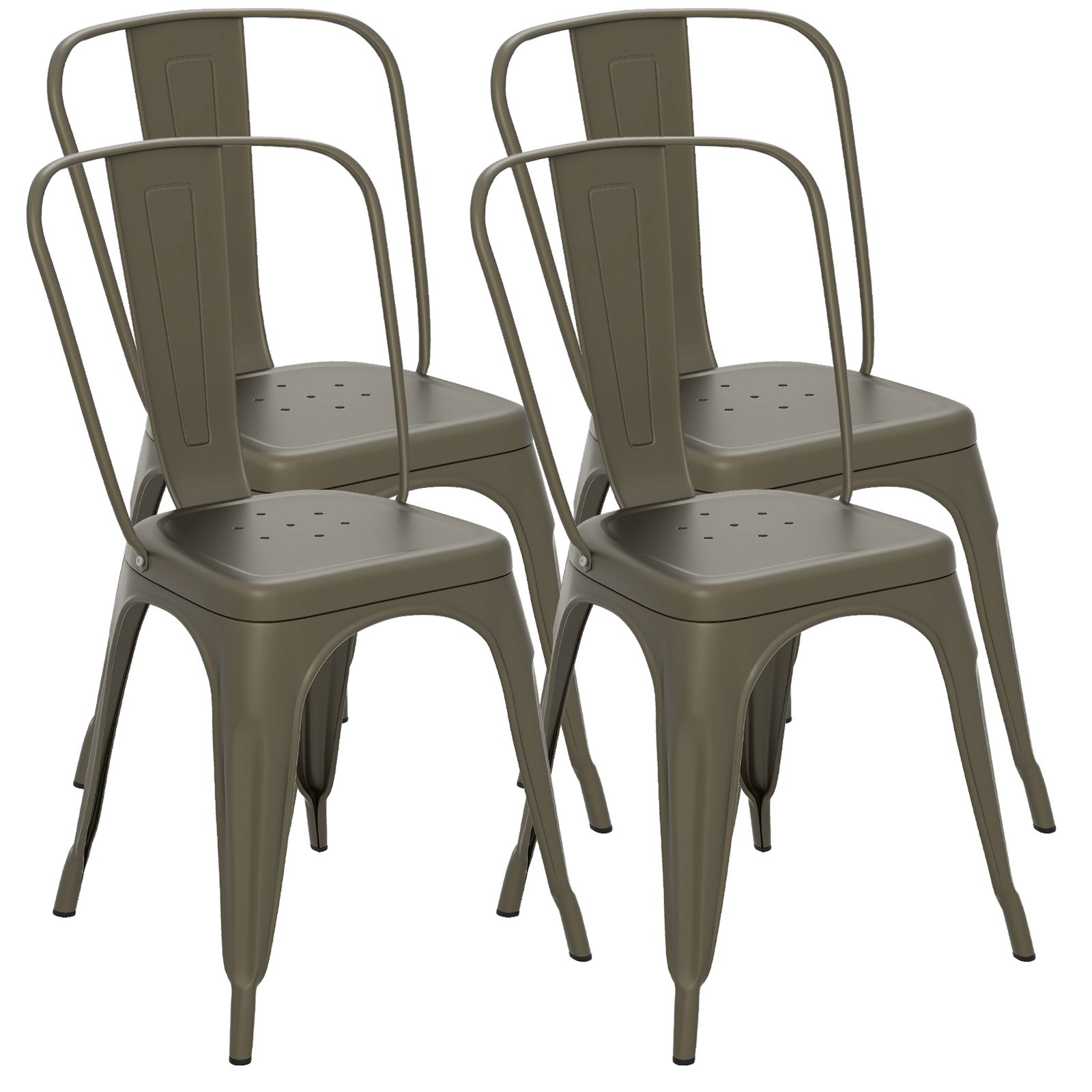 Costway Set of 4 Stackable Dinning Chairs Industrial Metal Bar Stools in Bronze