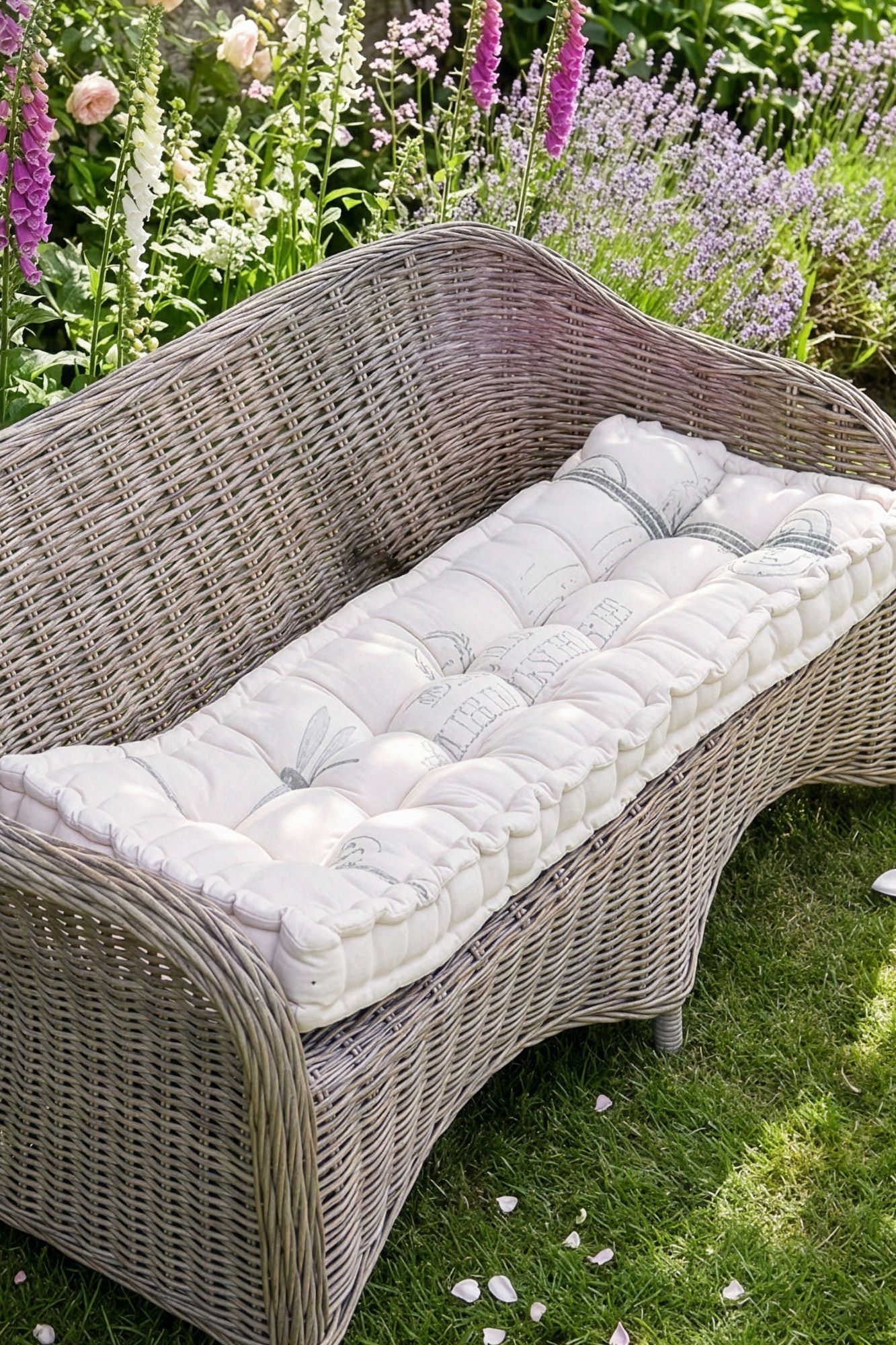 Dibor Traditional Belle Jardinere Green Summer Outdoor Garden Bench Cushion L112cm x W44cm