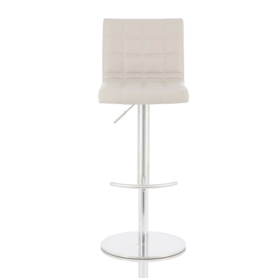 Jorden Bar Stool In Taupe Faux Leather And Stainless Steel Base
