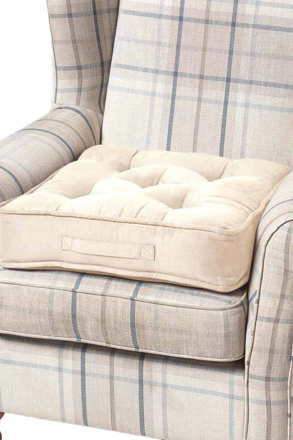 Homescapes Faux Suede Armchair Booster Cushion in Cream