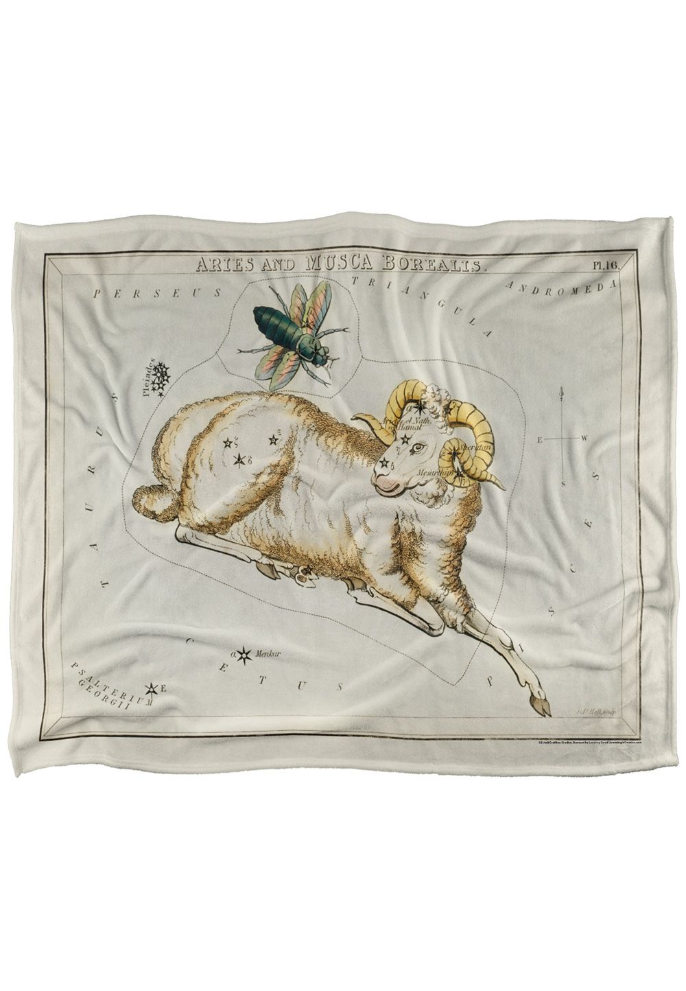 Graffitee Studios Vintage Aries Zodiac Silky Touch Super Soft Throw Blanket 152 X 127 cm in White