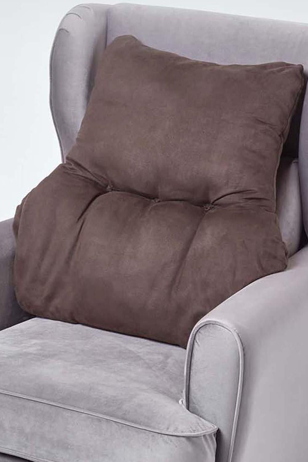 Homescapes Faux Suede Back Support Cushion in Chocolate