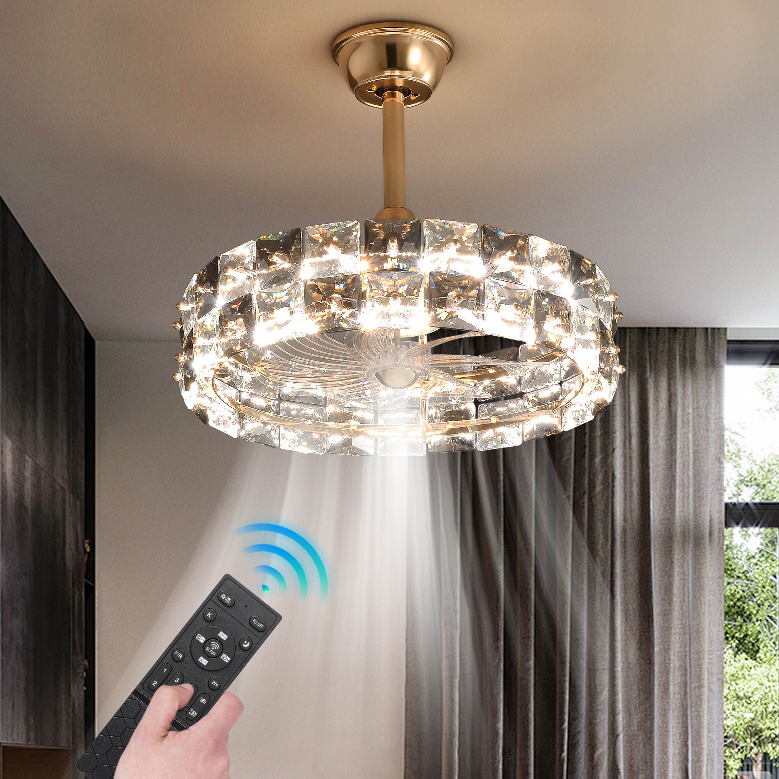 Homary Lamp with Fan | Living Room Ceiling Fan With LED Light | Modern Ceiling Fan Light