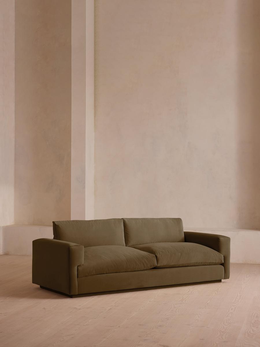 Mossley Three Seater Sofa, Velvet, Olive