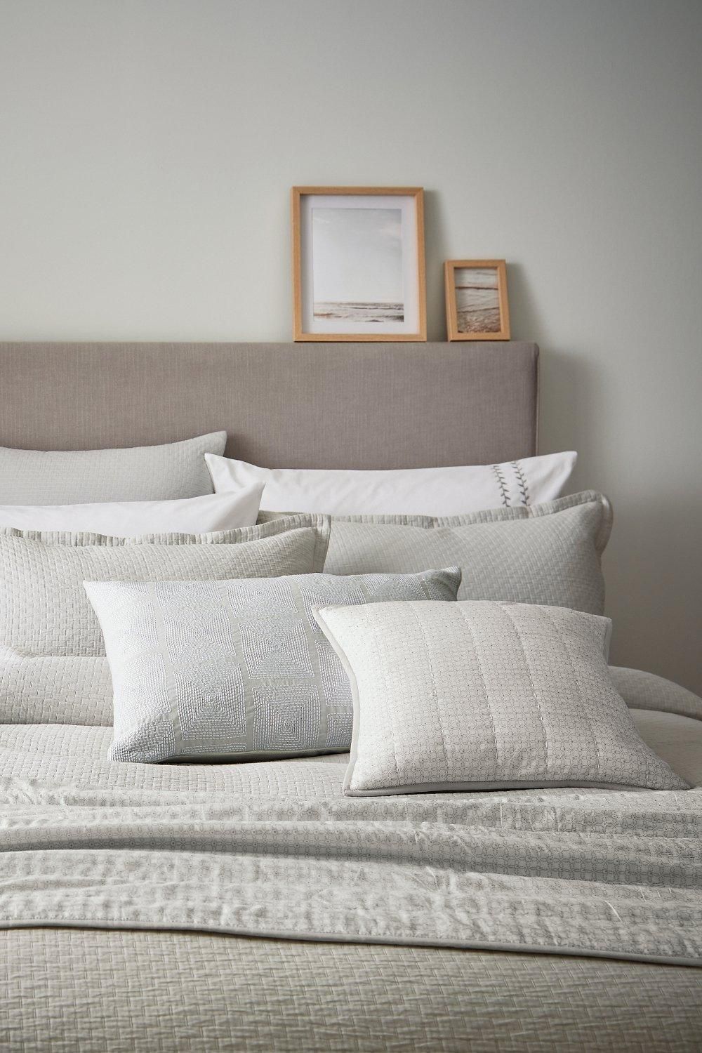 Murmur 'Hush' Cotton Percale Square Pillowcase in Grey 2