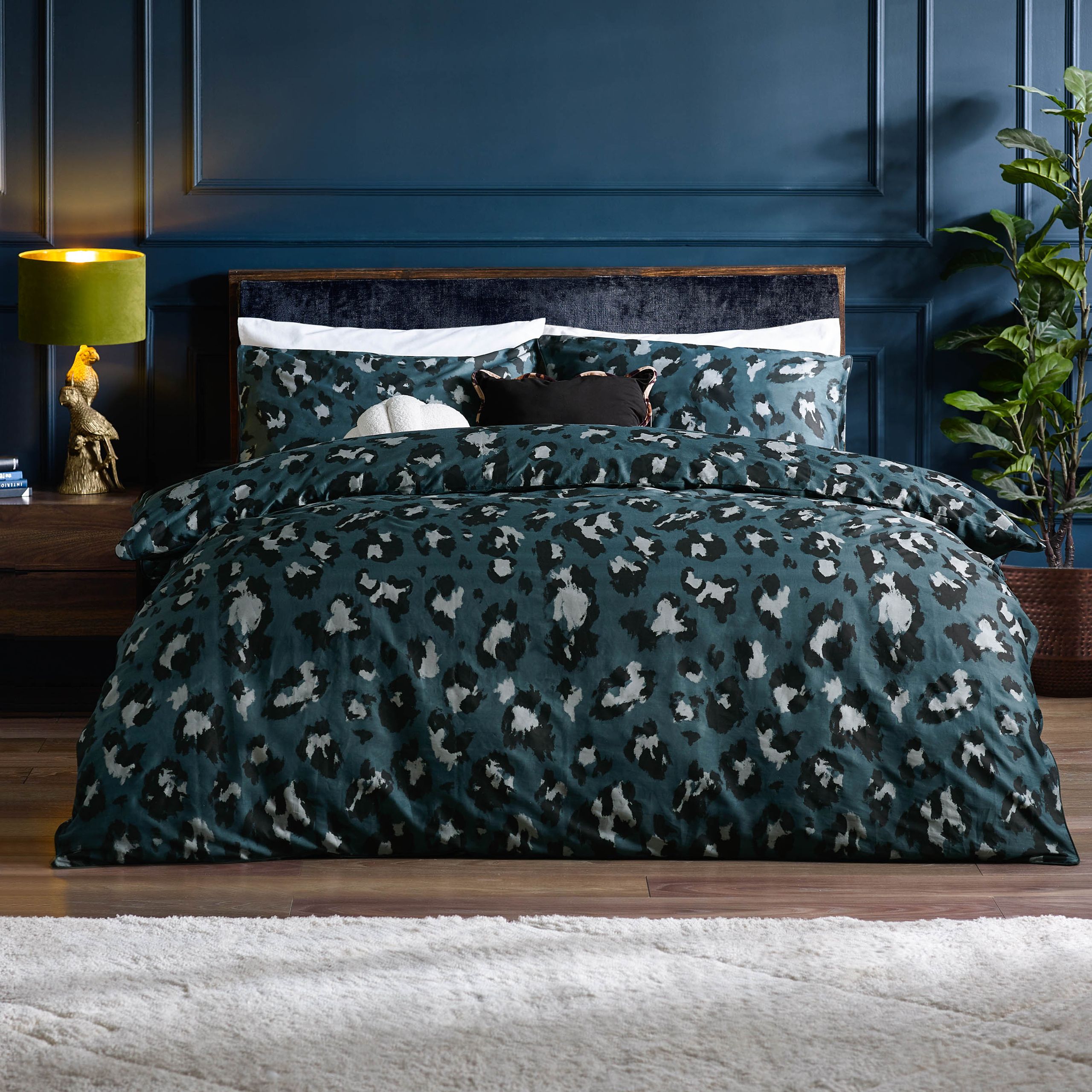 Furn True Leopard Printed Duvet Cover Set in Navy