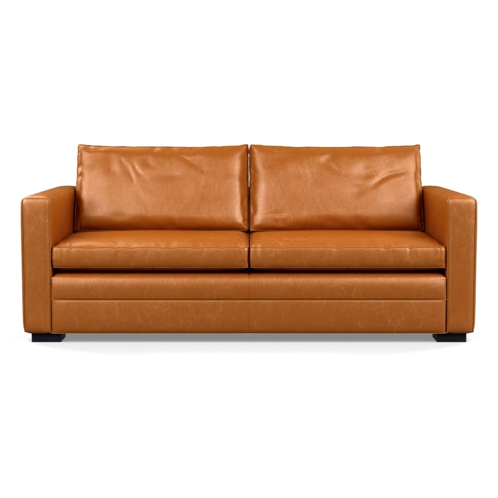 Heal's Palermo 3 Seater Sofa Stonewash Leather Toffee 277 Black Feet