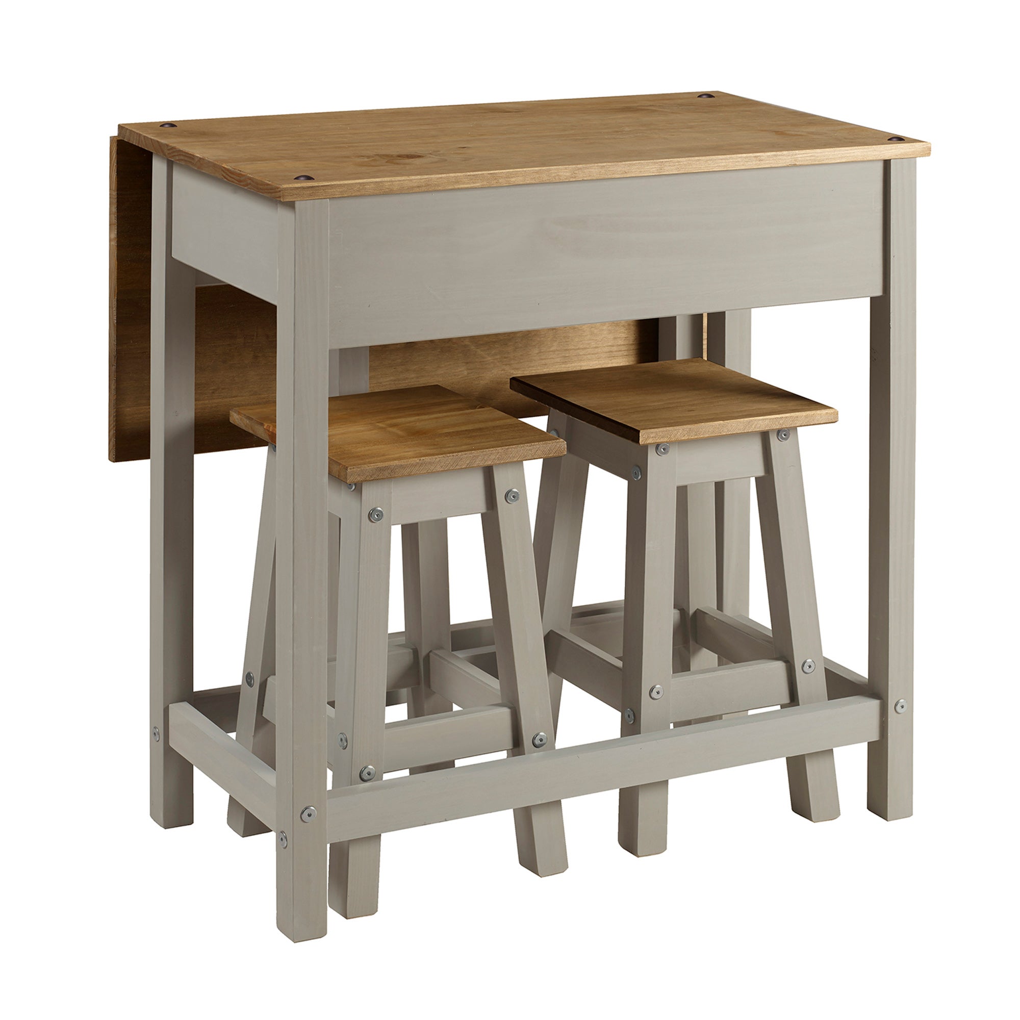 Corona 2 Seater Rectangular Drop Leaf Dining Table with 2 Chairs