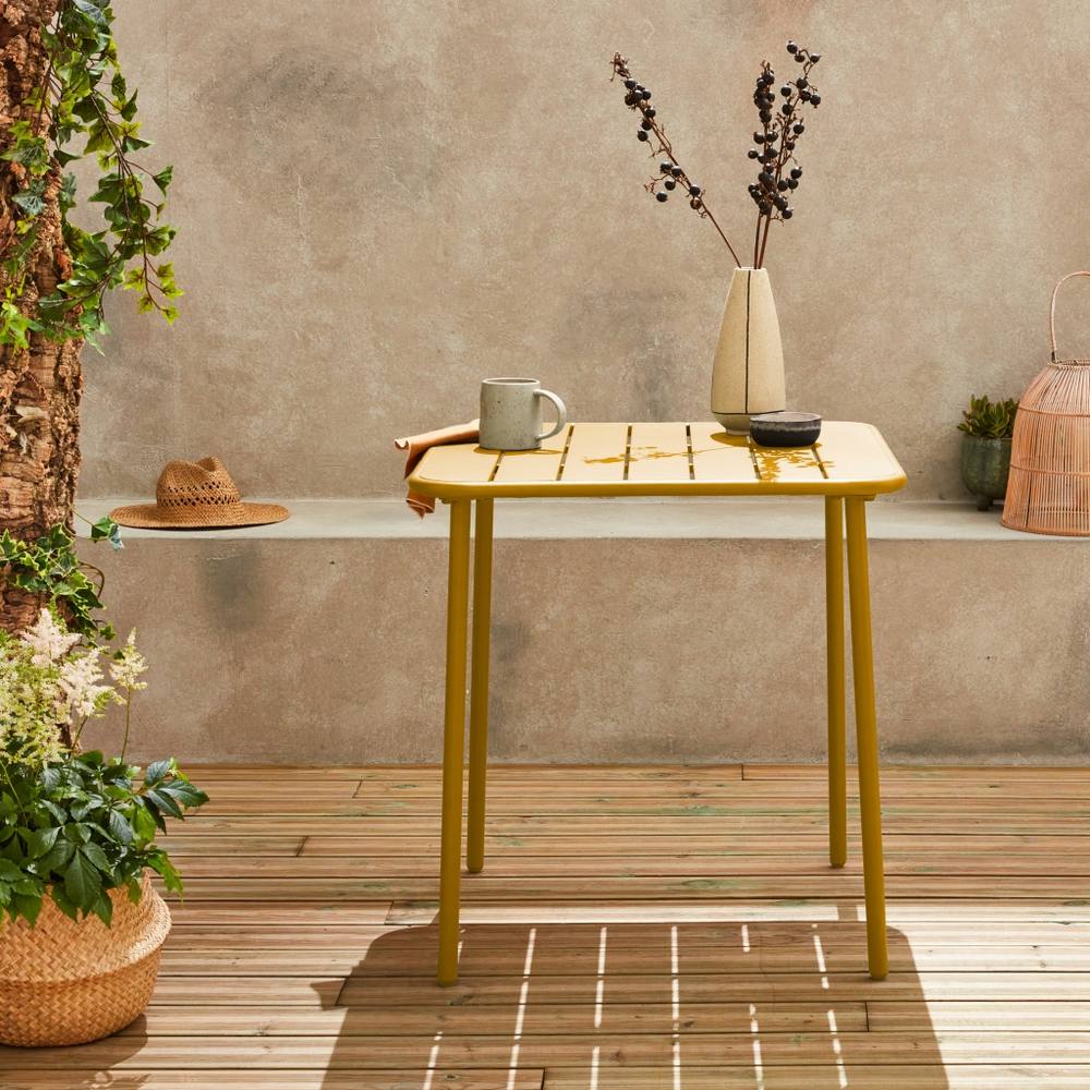 sweeek 2-seater Square Steel Garden Table in Yellow
