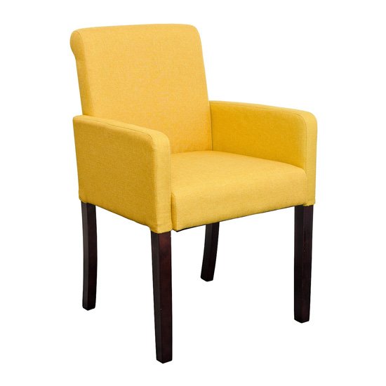 Saiph Fabric Upholstered Carver Dining Chair In Yellow