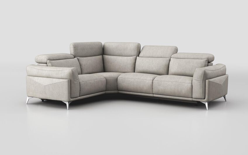 Cream Fabric Gattolino 1 Corner 2 Sofa with Manual Head Tilt