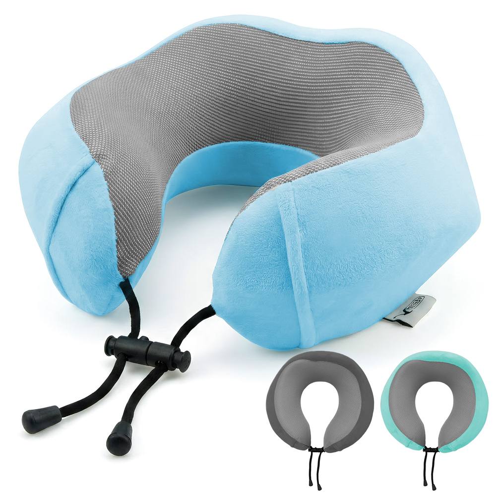 Lugg Travel Memory Foam Neck Pillow with Buckle - Ergonomic Neck Support in Aqua