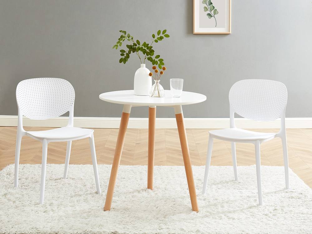 Vente-unique 2-Seat Dining Table - MDF & Beech - White - ROLENA