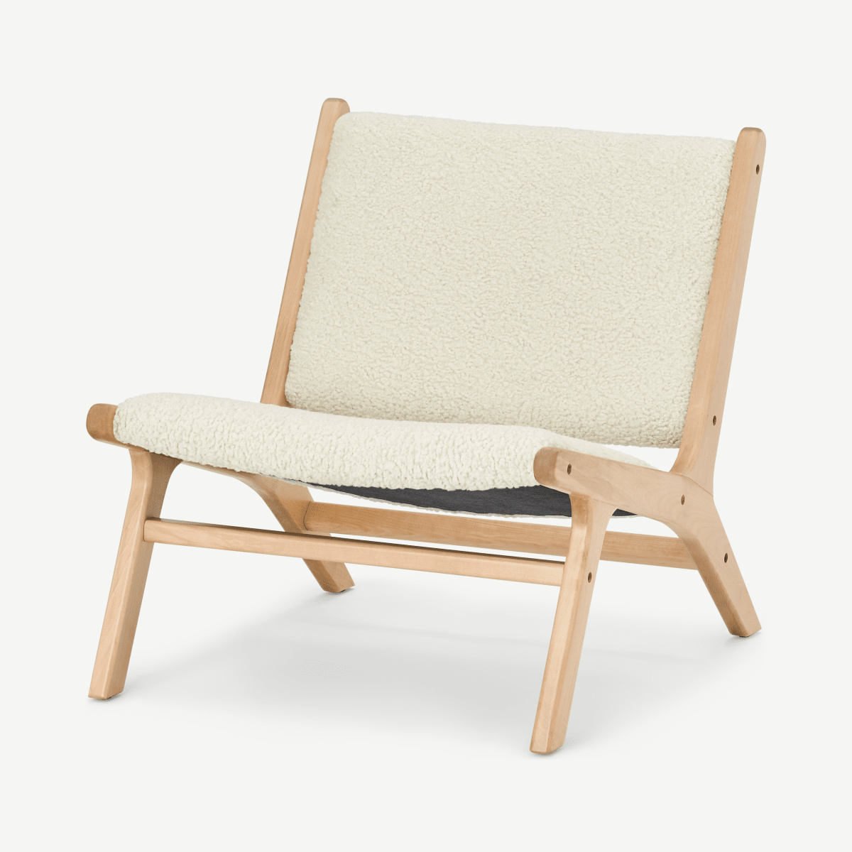 Rami Accent Armchair, Faux Sheepskin & Natural Weave