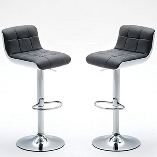 Bob Bar Stools In Grey Faux Leather in A Pair