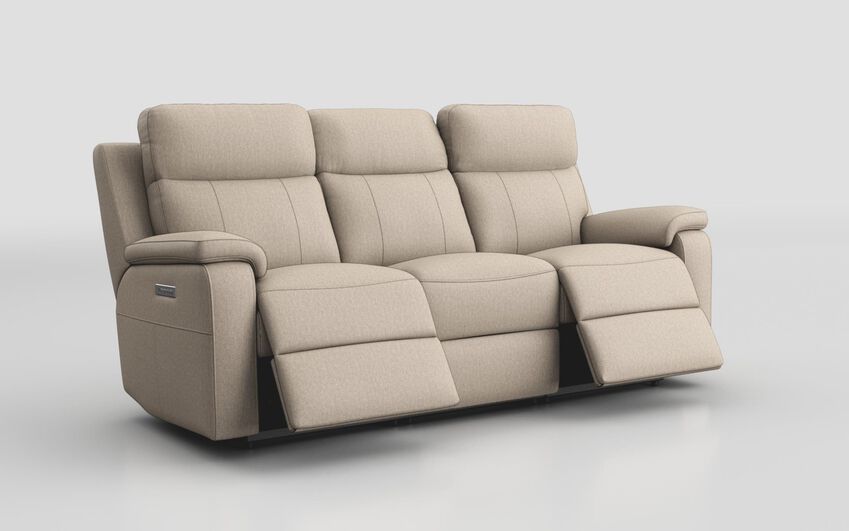 Brown Fabric Calboli 3 Seater Power Recliner Sofa with Power Head Tilt & Lumbar