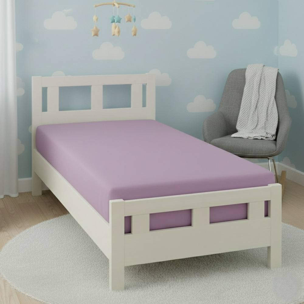 Snug City Flannelette Cot Bed Fitted Sheet Soft Brushed Cotton Bedding Comfort in Lilac