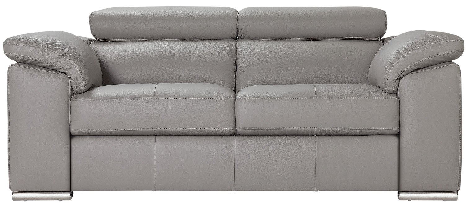 Argos Home Valencia 2 Seater Leather Sofa - Light Grey
