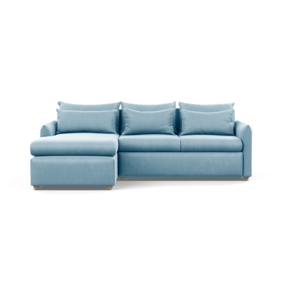 Heal's Pillow Medium Left Hand Corner Chaise Sofa Bed Varese Velvet Sky