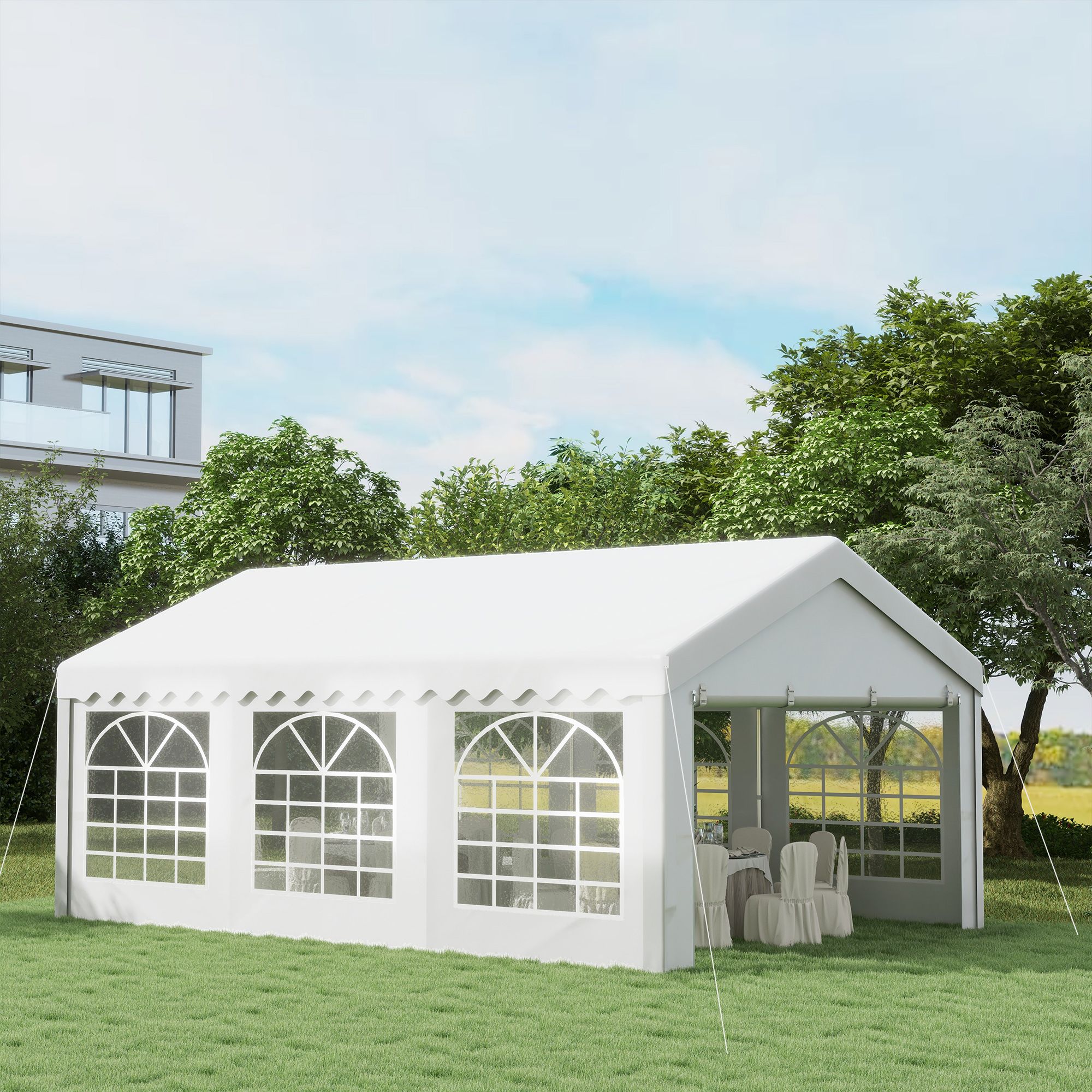 OUTSUNNY Garden Gazebo Marquee Party Wedding Tent Portable Carport Shelter Car Canopy in Off-White