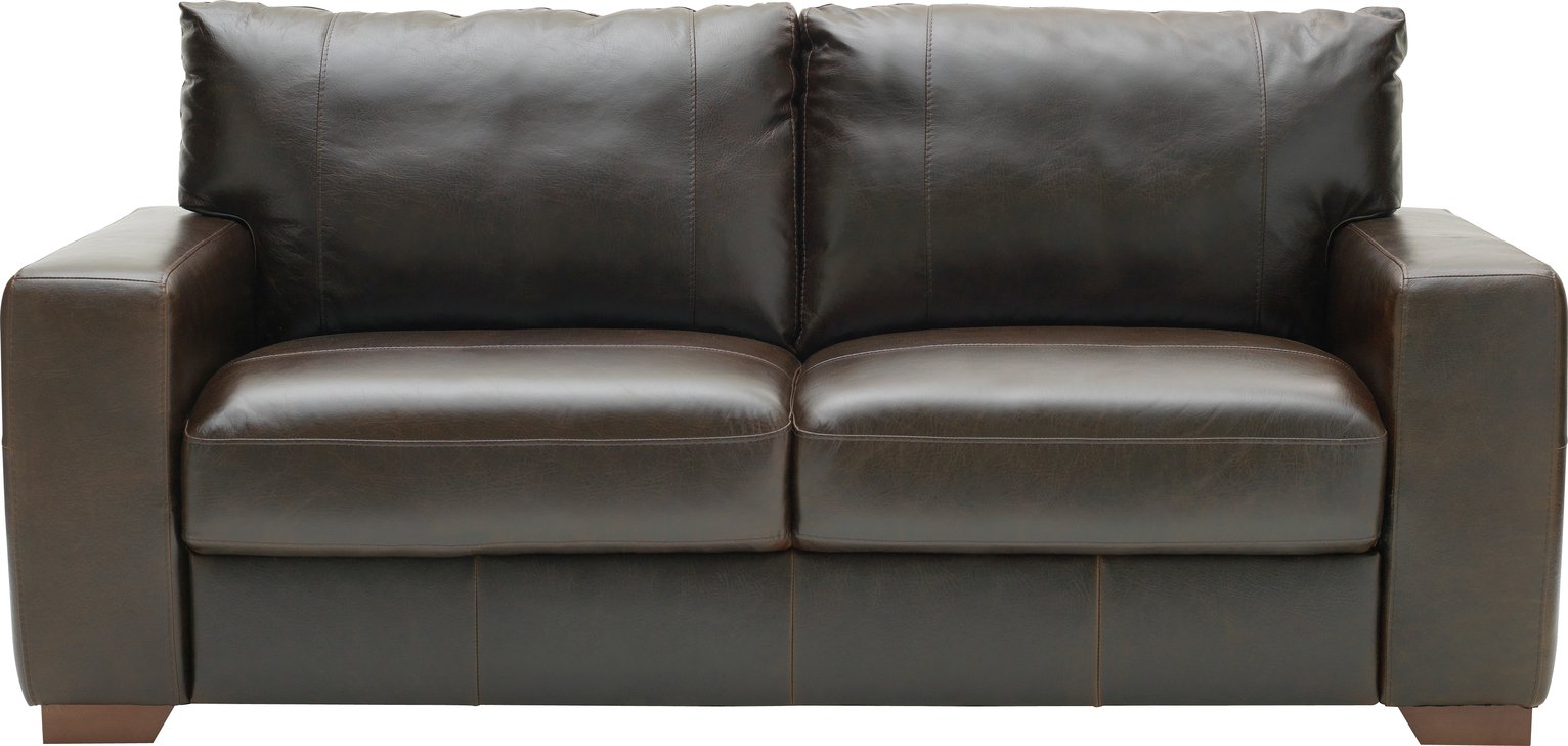 Habitat Eton 3 Seater Leather Sofa - Dark Brown