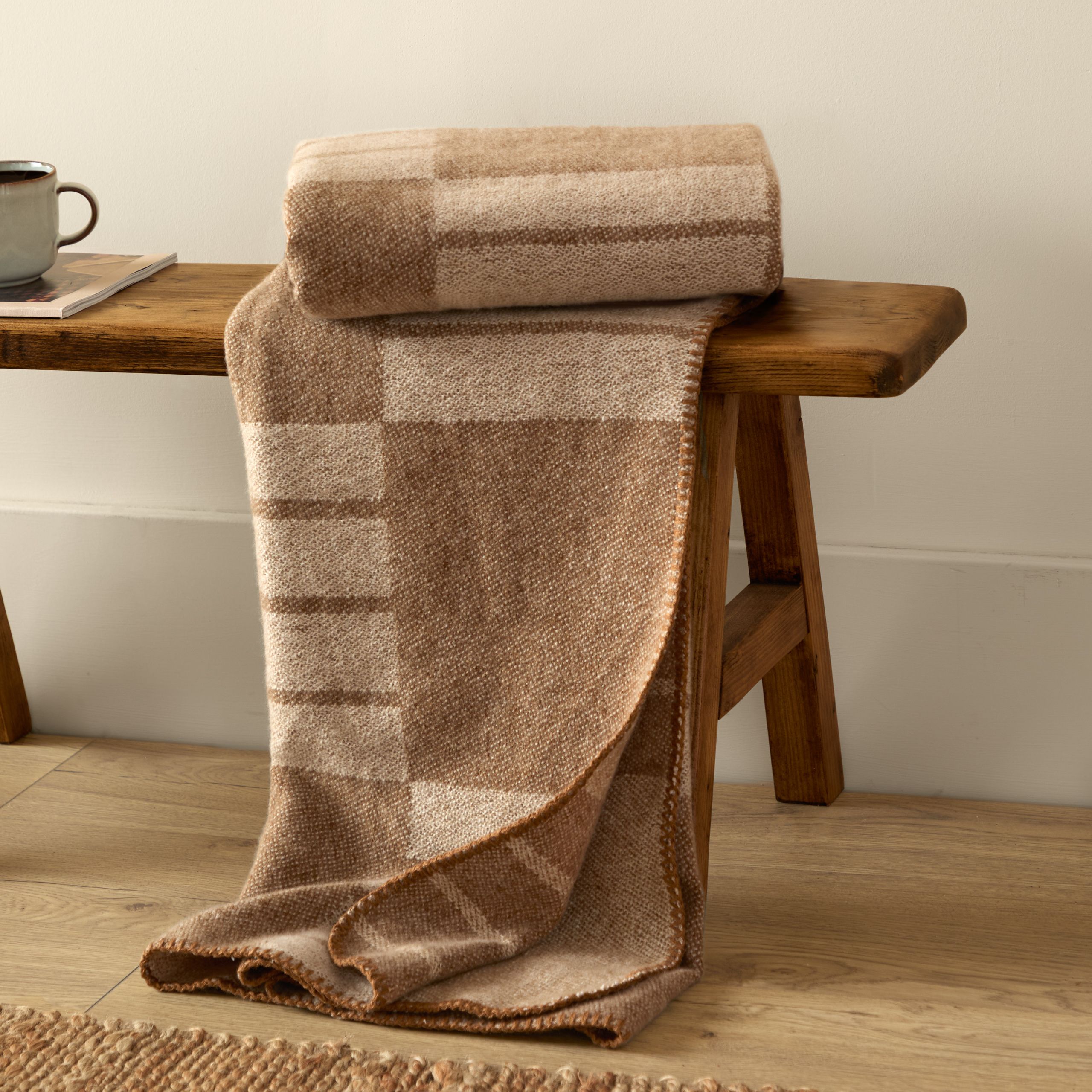 Yard Harlech Woven Reversible Throw in Tan