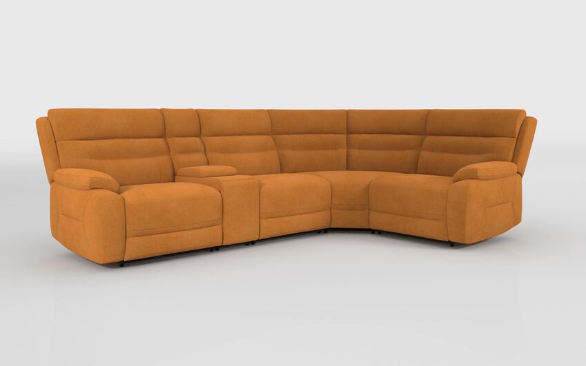 Yellow Fabric Fenton 3 Corner 1 Sofa with Console