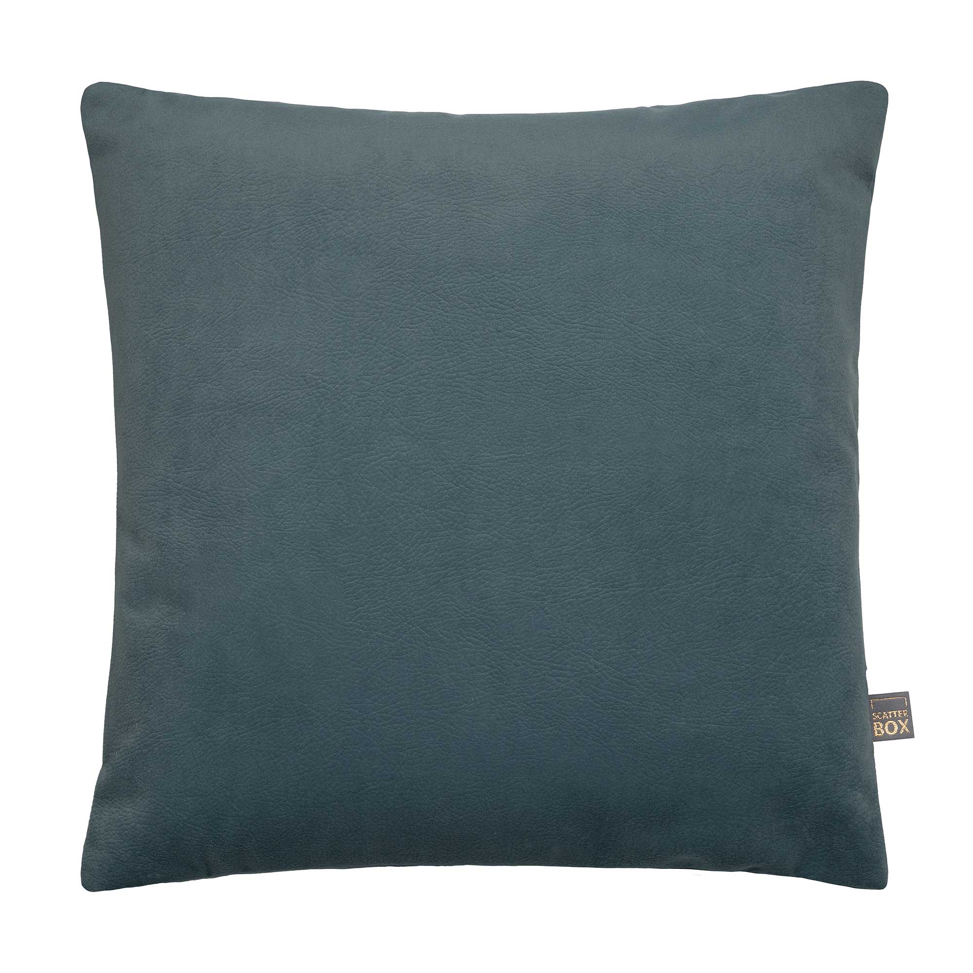 Petrol Faux Sude Cushion, Square, Blue Polyester | Barker & Stonehouse
