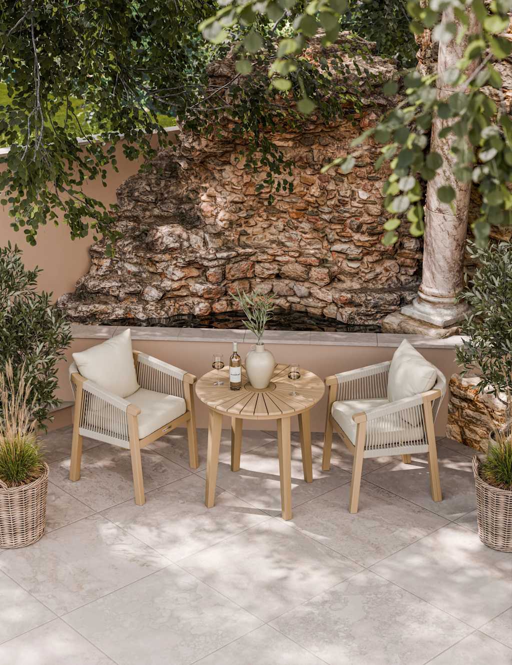 Royalcraft Roma 80cm Round Dining Bistro Set Natural