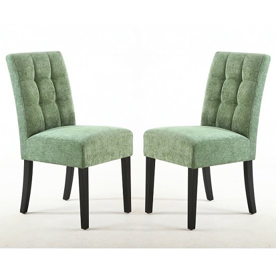 Catria Dining Chair In Olive Green With Black Legs In A Pair