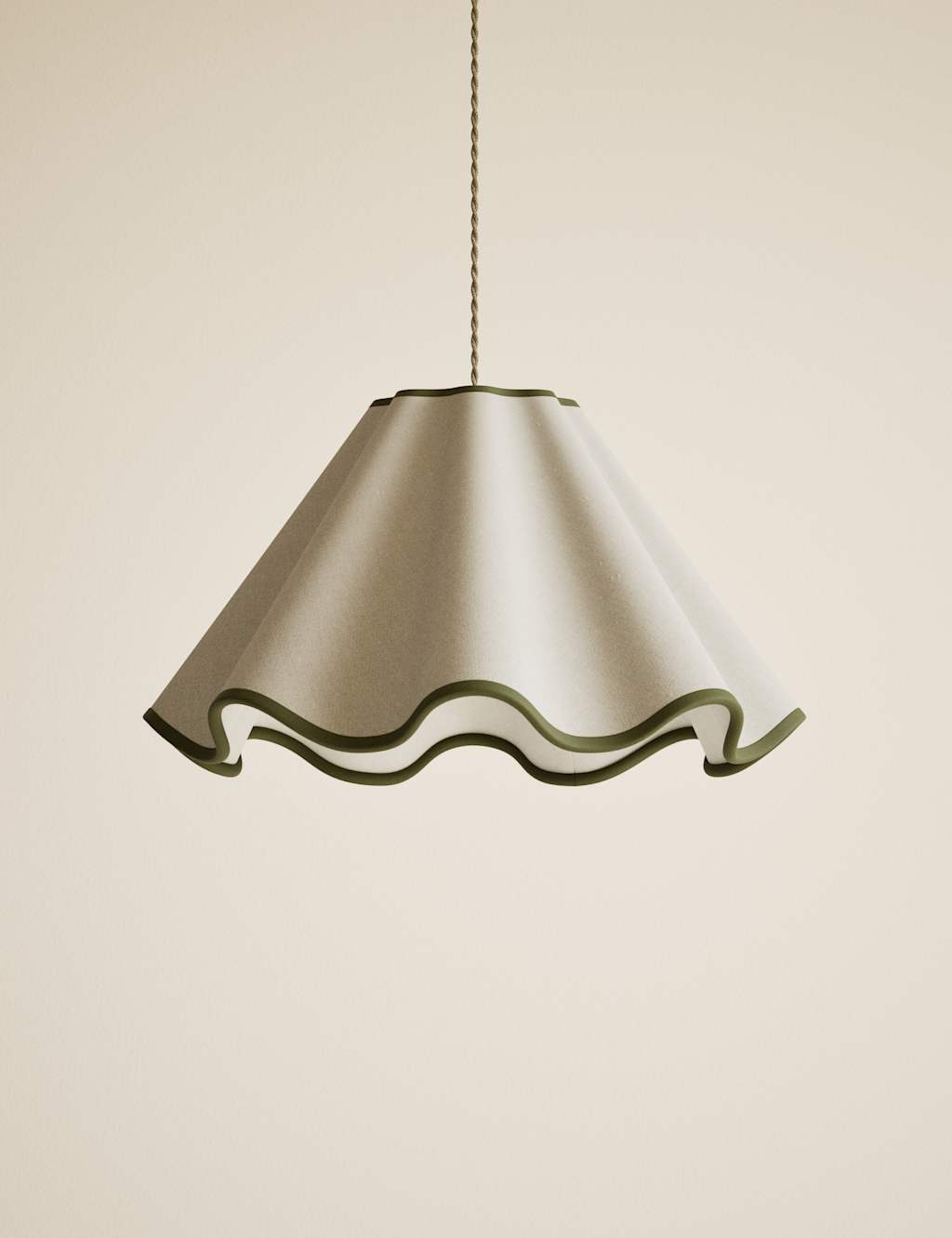 M&S Wave Scallop Large Lamp Shade Green