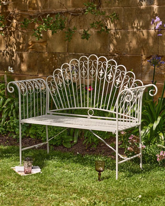 Dibor Vintage Style Grey Iron Outdoor Garden Furniture Bench