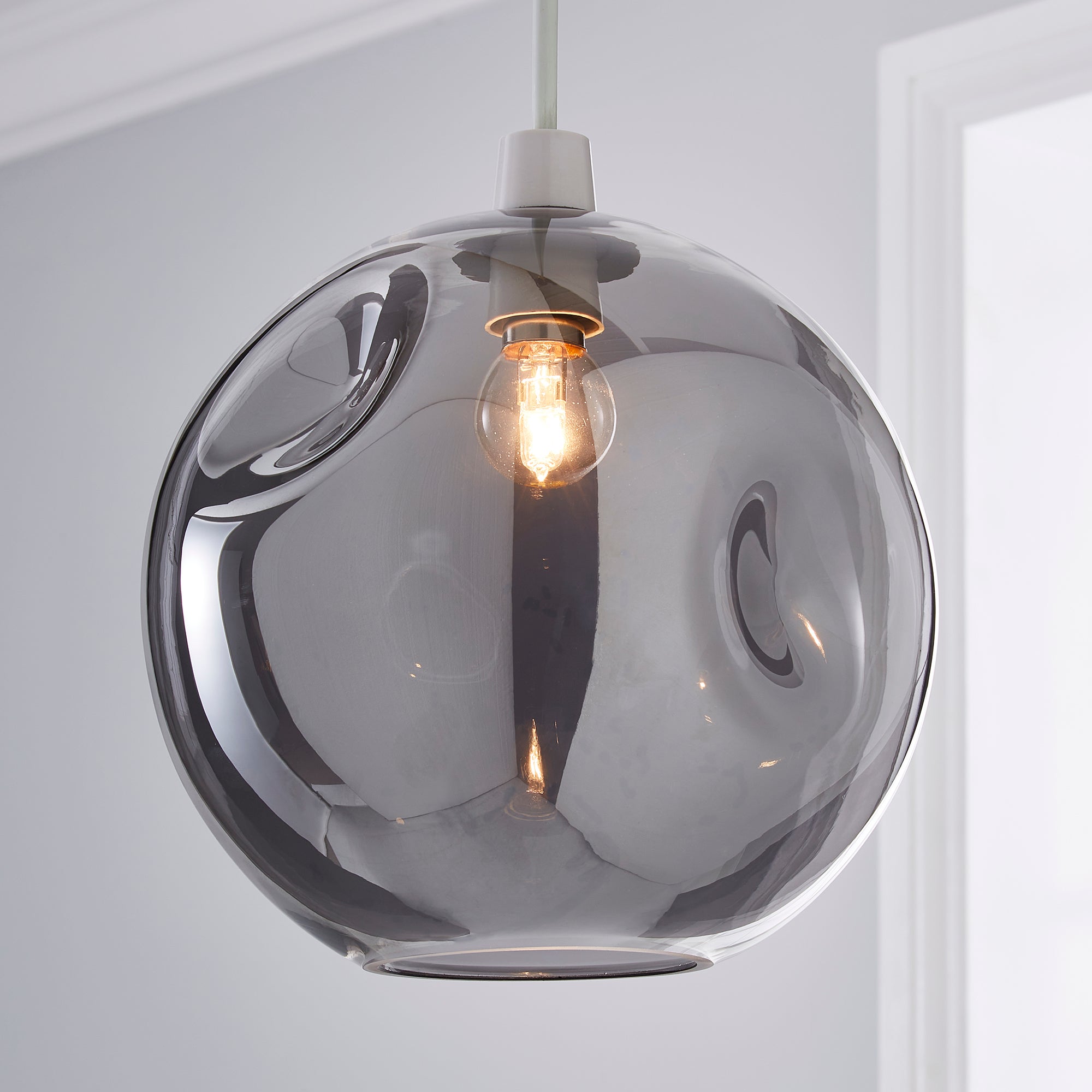 Alexis Glass Easy-Fit Pendant 25cm Grey