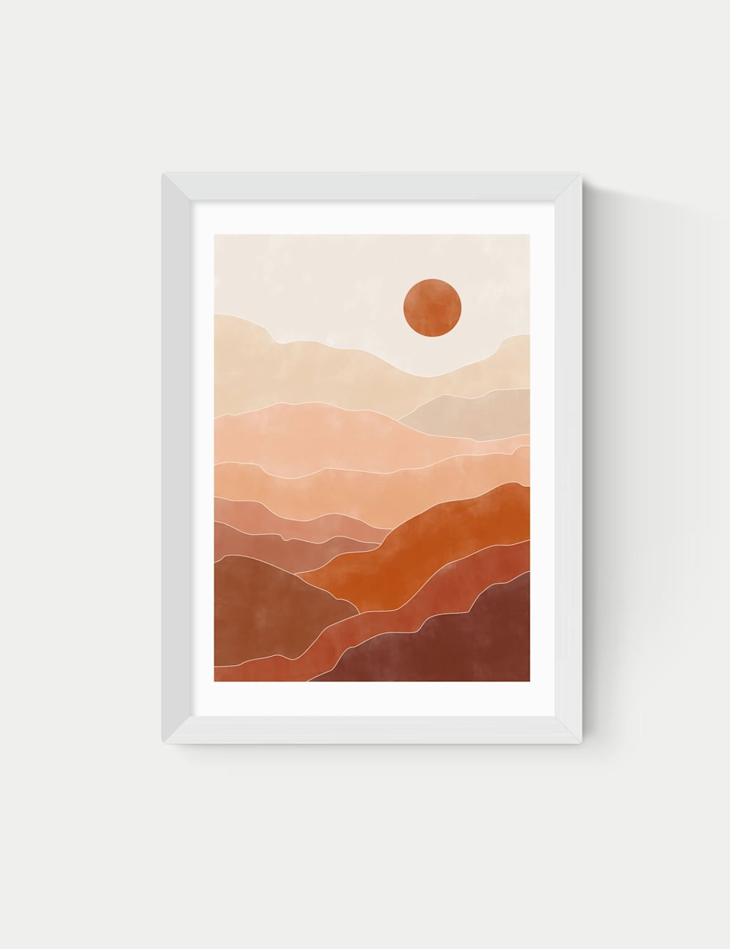 East End Prints Terracotta Landscape Framed Art Print White
