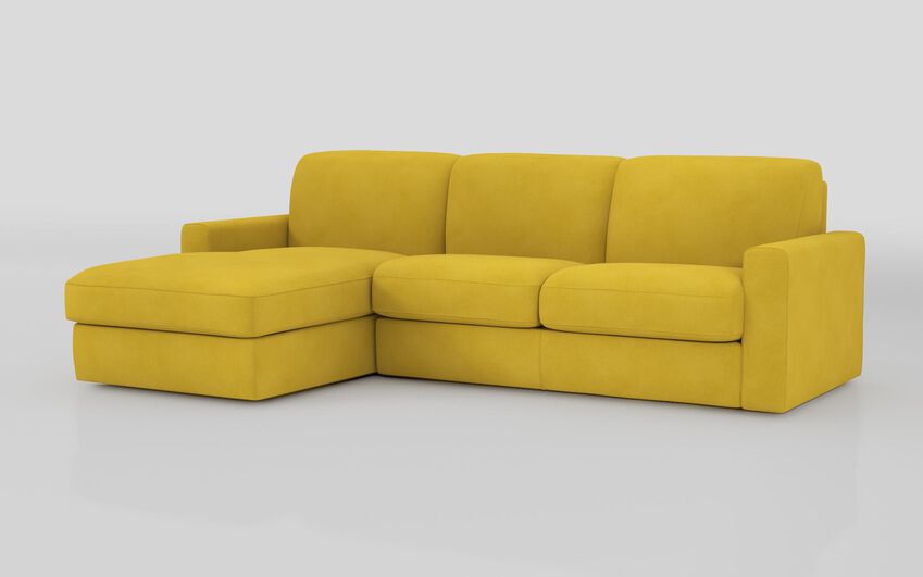 Green Fabric Barete Large Arm 4 Seater Sofa Bed with Left Hand Facing Large Lounger