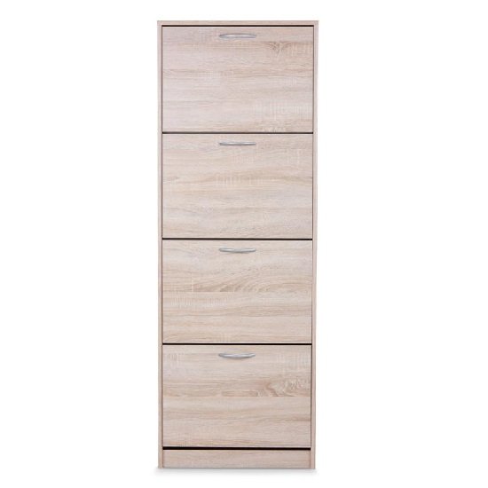 Alcott Contemporary Shoe Cabinet In Sonoma Oak With 4 Doors