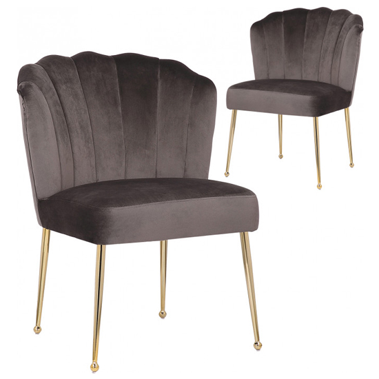 Nora Grey Velvet Dining Chairs In Pair