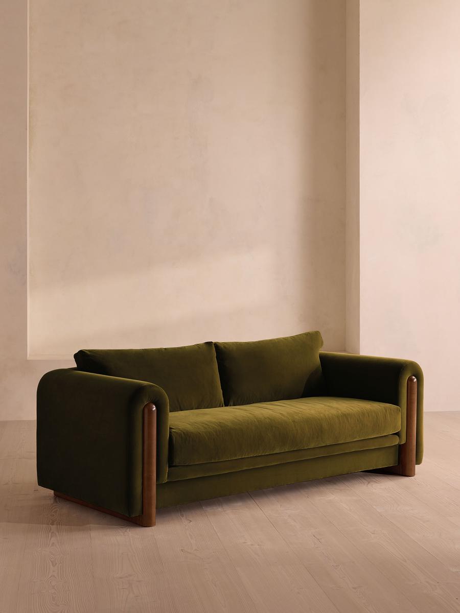 Farrell Three Seater Sofa, Velvet, Olive