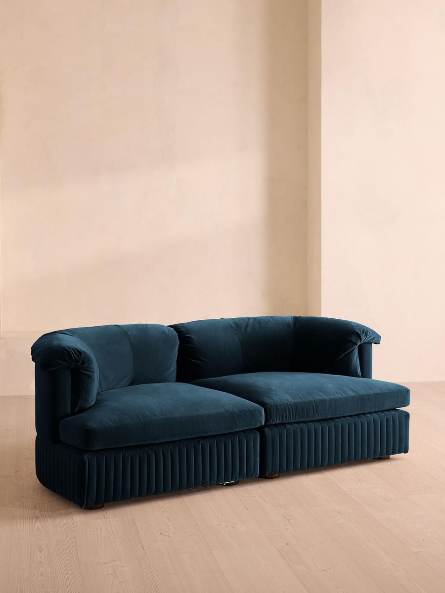 Oona Modular Sofa, Three Seater, Velvet Royal Blue