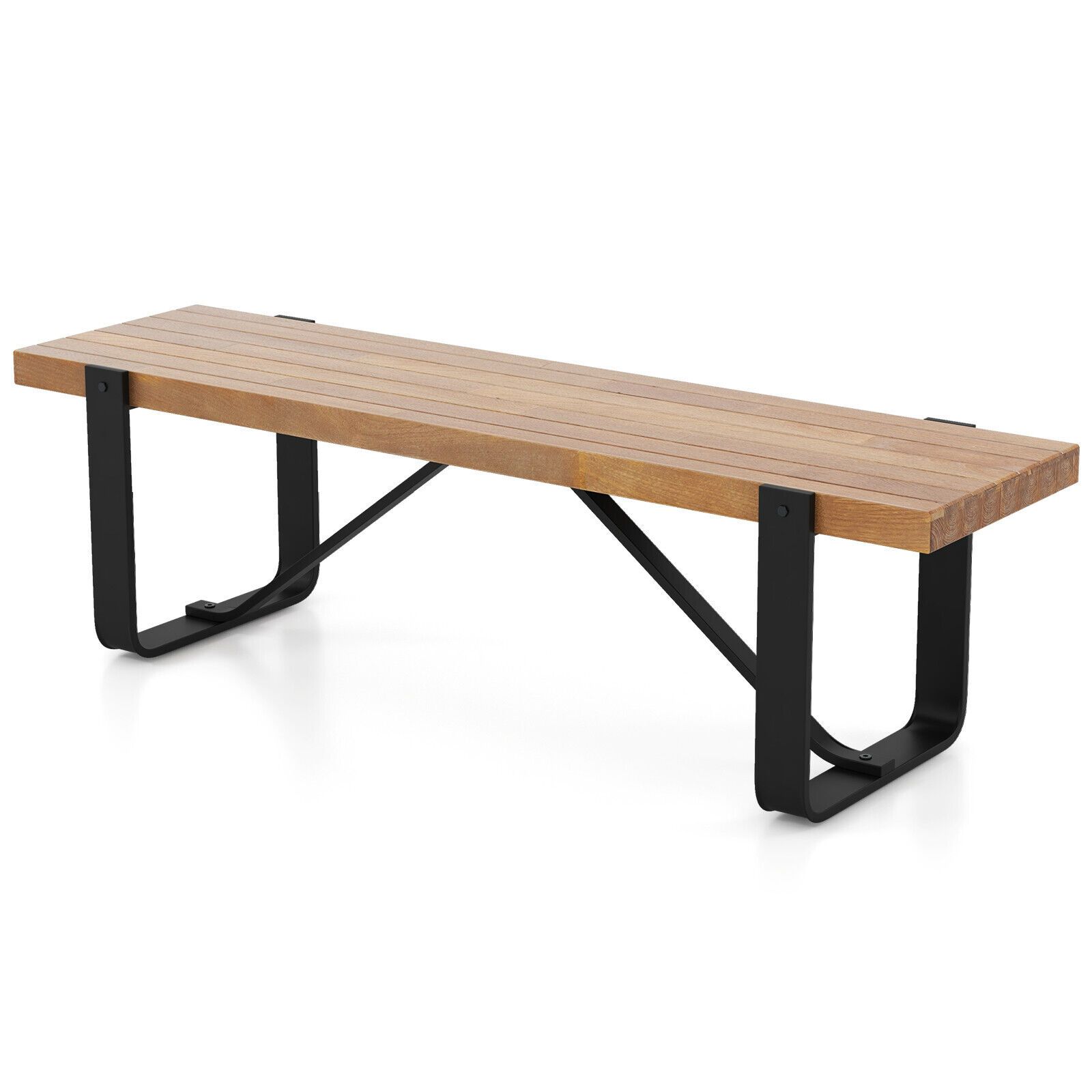 Costway Entryway Bench 152cm Long Hallway Bench Bedroom Wooden Shoe Rack Dining Bench in Natural