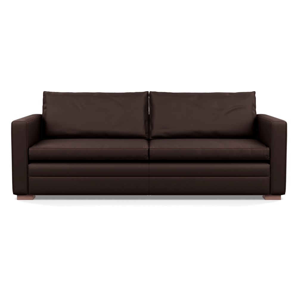 Heal's Palermo 4 Seater Sofa Leather Grain Chocolate 066 Walnut Feet