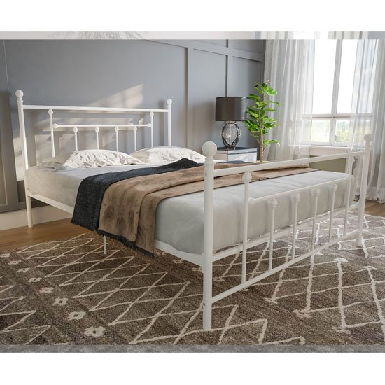 Manila Metal King Size Bed In White
