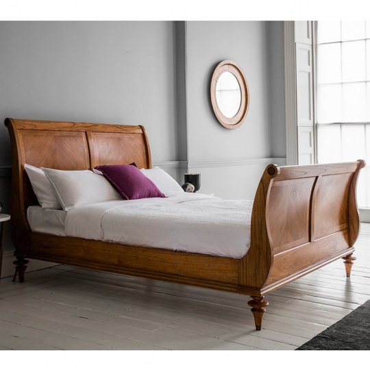 Spire Mindy Ash High End Sleigh Super King Size Bed In Walnut