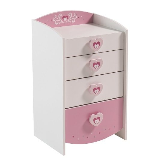 Betsy Chest Of Drawers In Pearl White And Pink With 4 Drawers