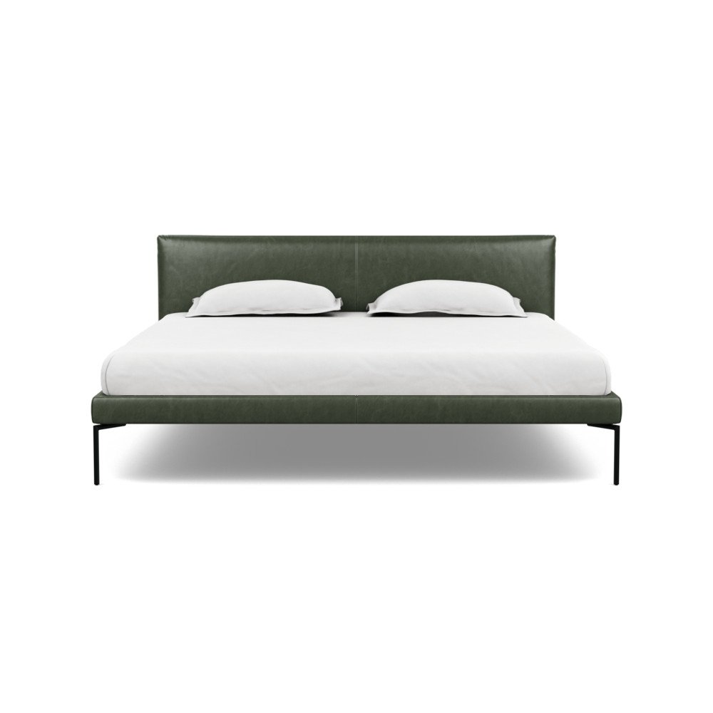 Heal's Matera Bedstead Super King Leather Stonewash Vintage Green 278