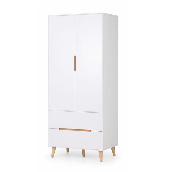 Oregon Wooden Wardrobe In Matt White And Oak