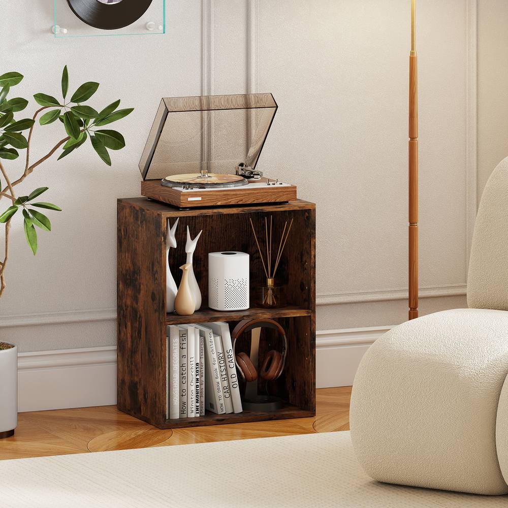 Costway 2-Cube Bookcase Modern Open Bookshelf w/ 5-Position Adjustable Shelf in Brown